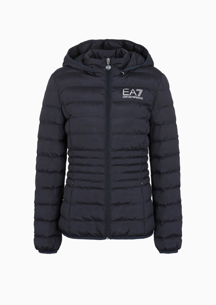 EA7 女士修身短款可拆连帽健身训练户外棉服外套