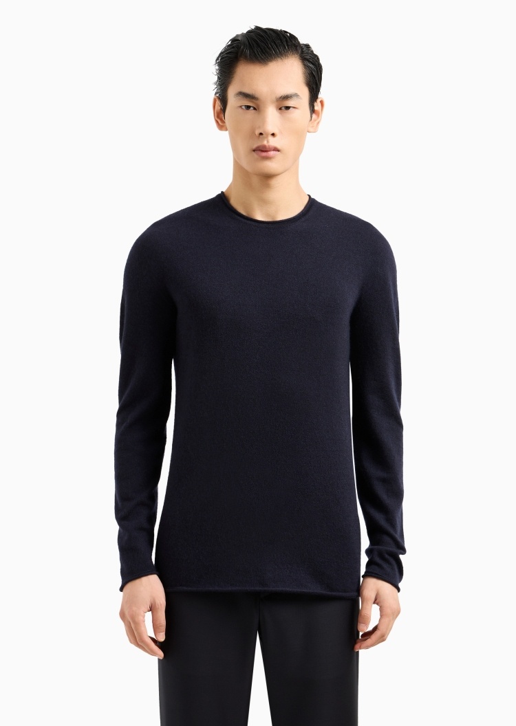 Giorgio Armani 男士山羊绒合身长袖圆领轻薄保暖针织衫