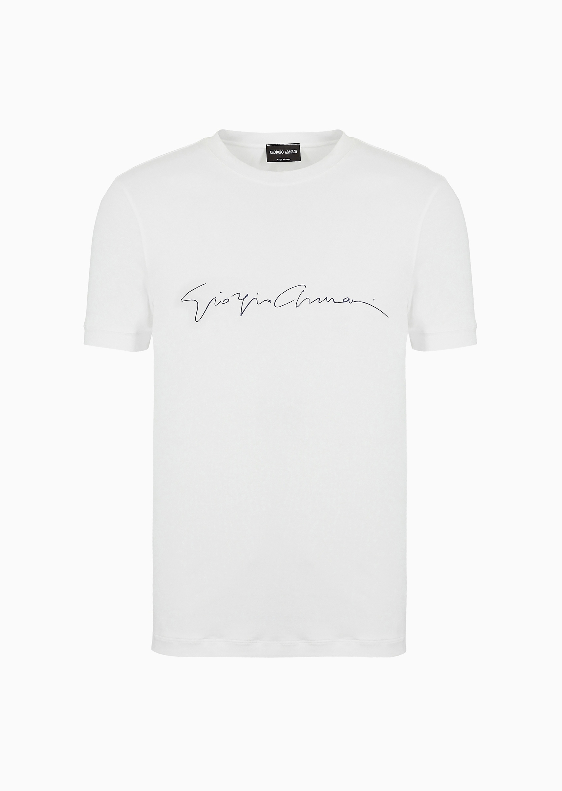 Giorgio Armani 男士弹力重磅修身短袖圆领纯色印花T恤