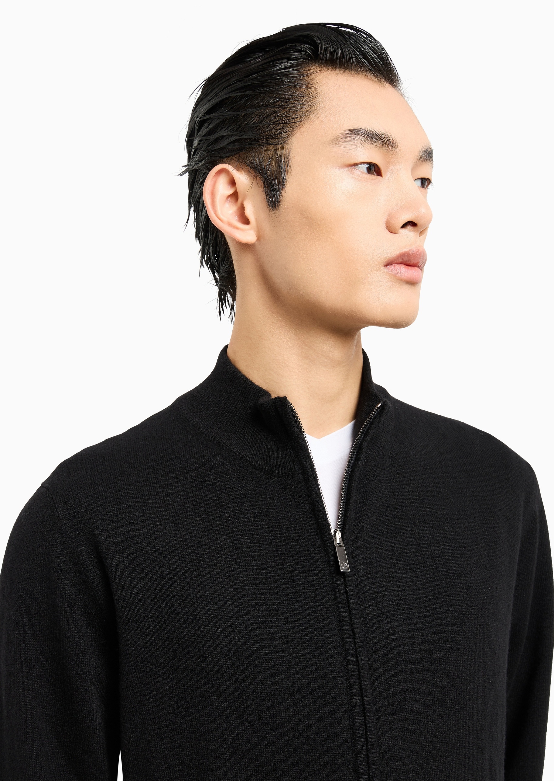 Giorgio Armani 男士山羊绒合身长袖立领针织开衫