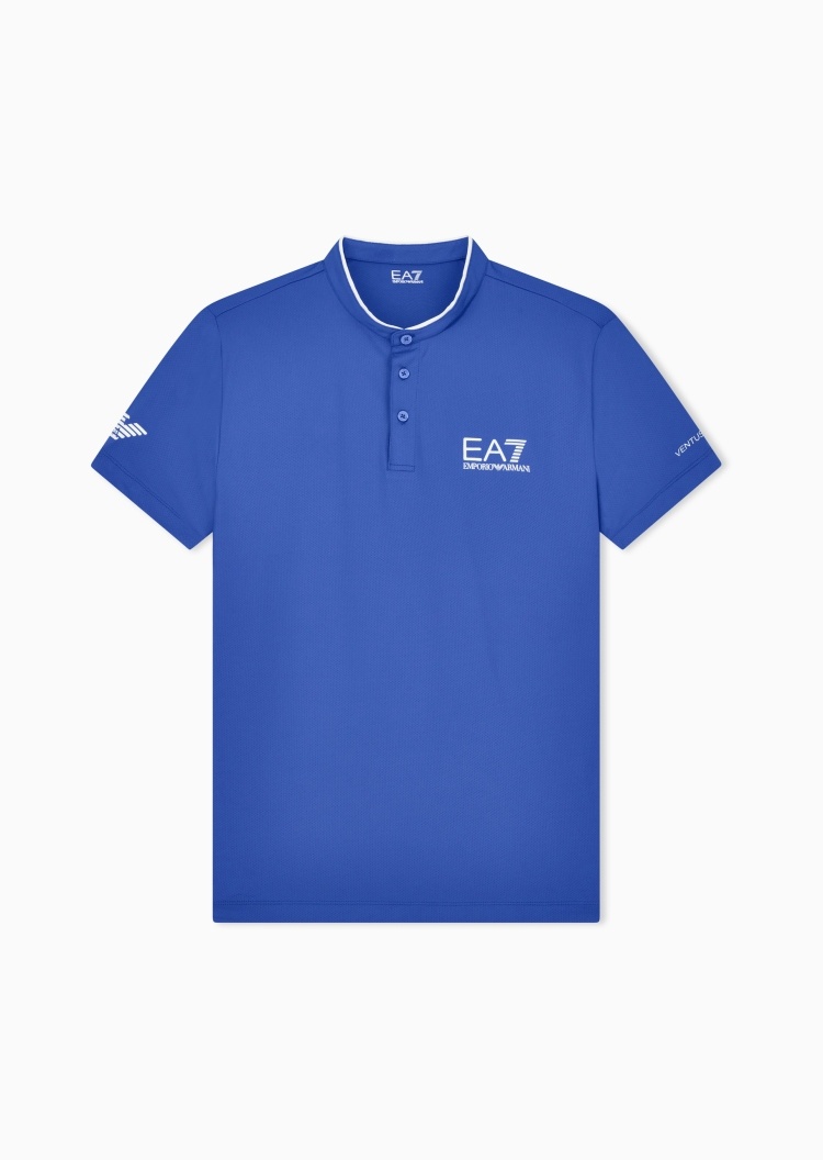 EA7 男士修身短袖立领网球健身训练Polo衫