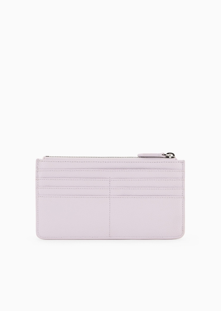 Emporio Armani 女士长款多卡位鹿皮纹纯色手拿卡夹