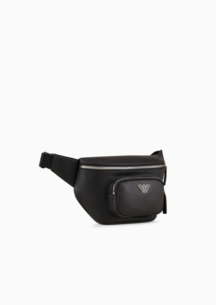Emporio Armani 男士拉链可调节插扣袢带斜挎腰包