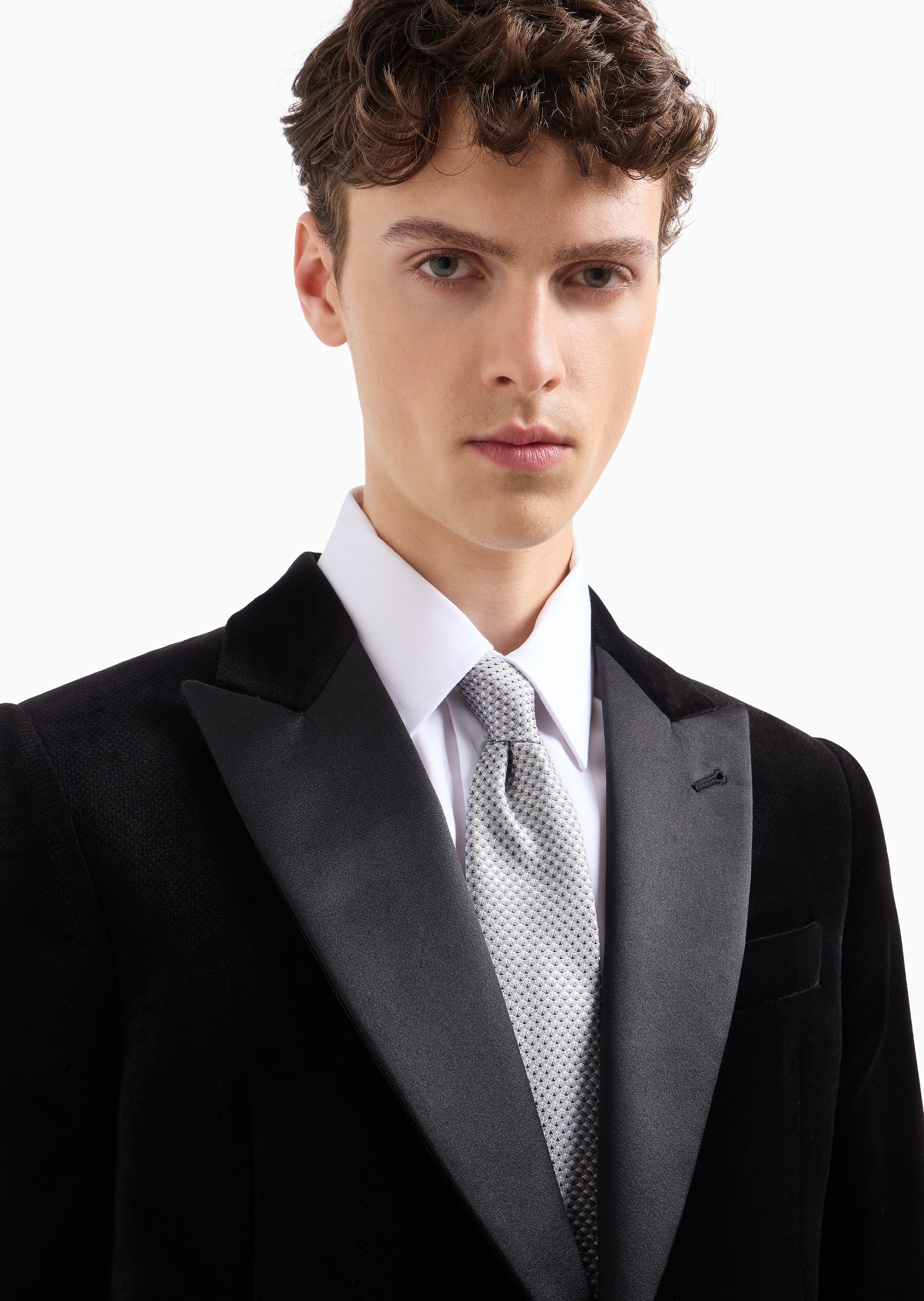 Emporio Armani 男士桑蚕丝提花商务正装领带配饰礼物