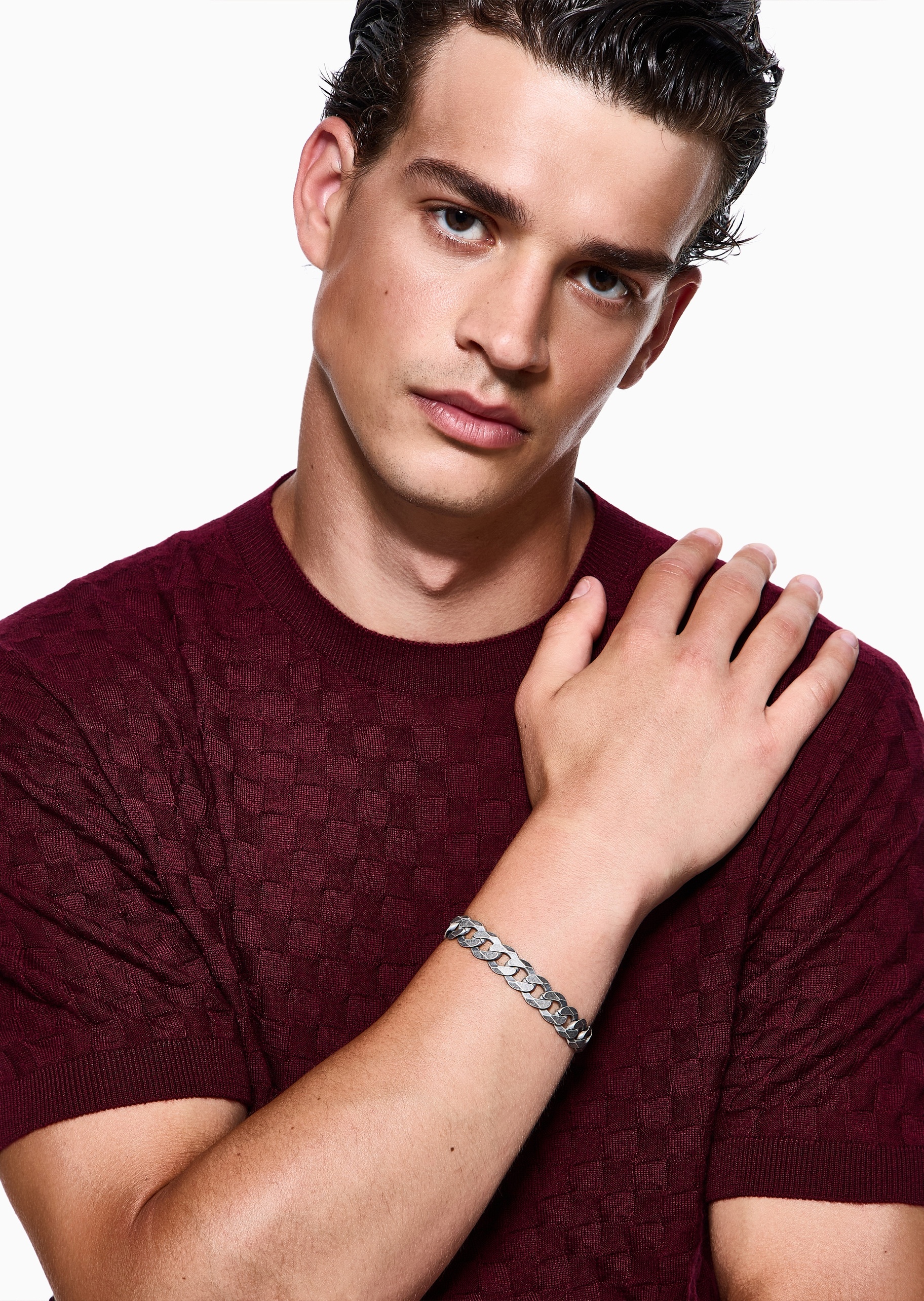 Giorgio Armani 男士银质龙虾扣个性复古做旧手链