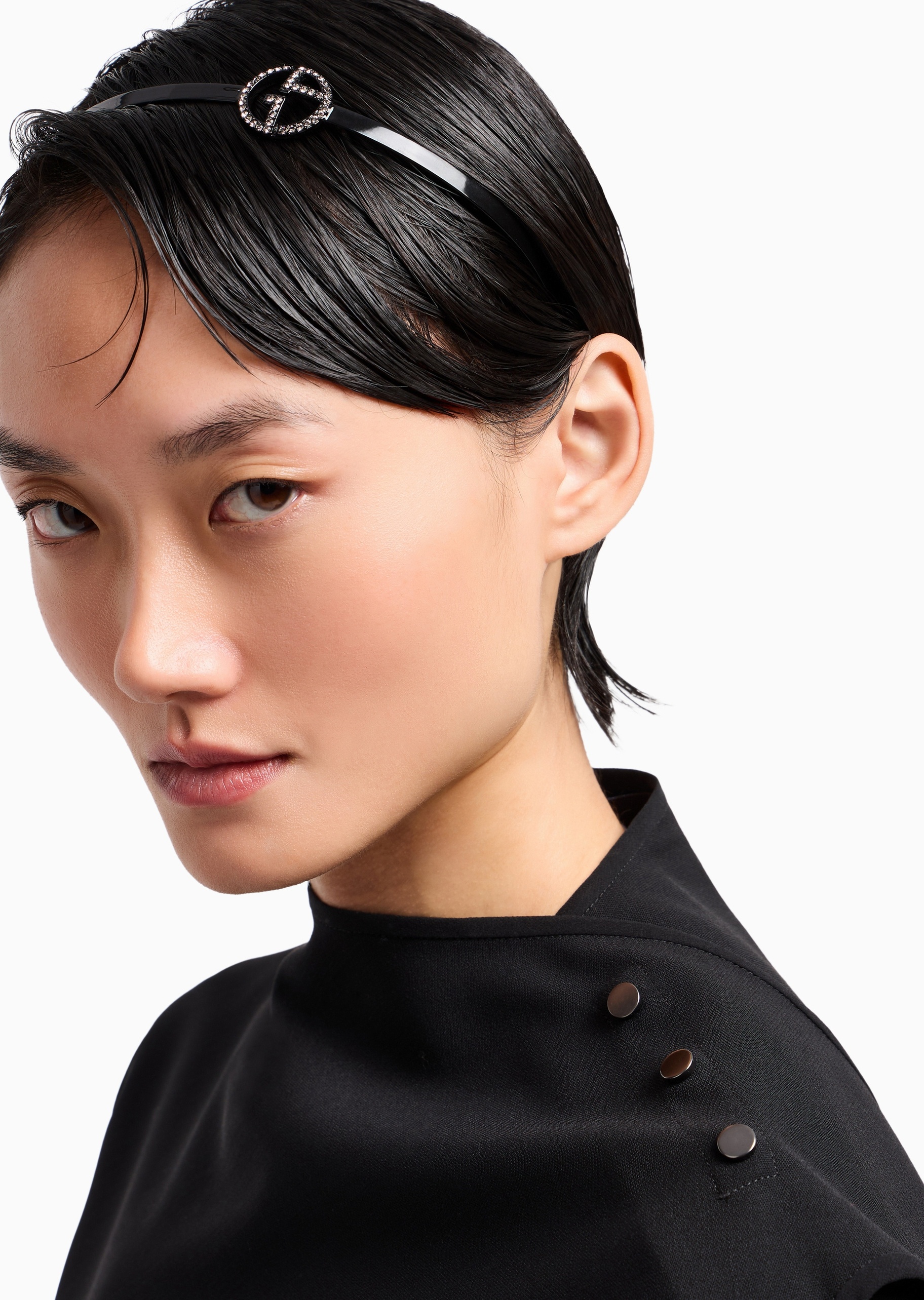 Giorgio Armani 女士镂空LOGO密镶钢质时尚发箍