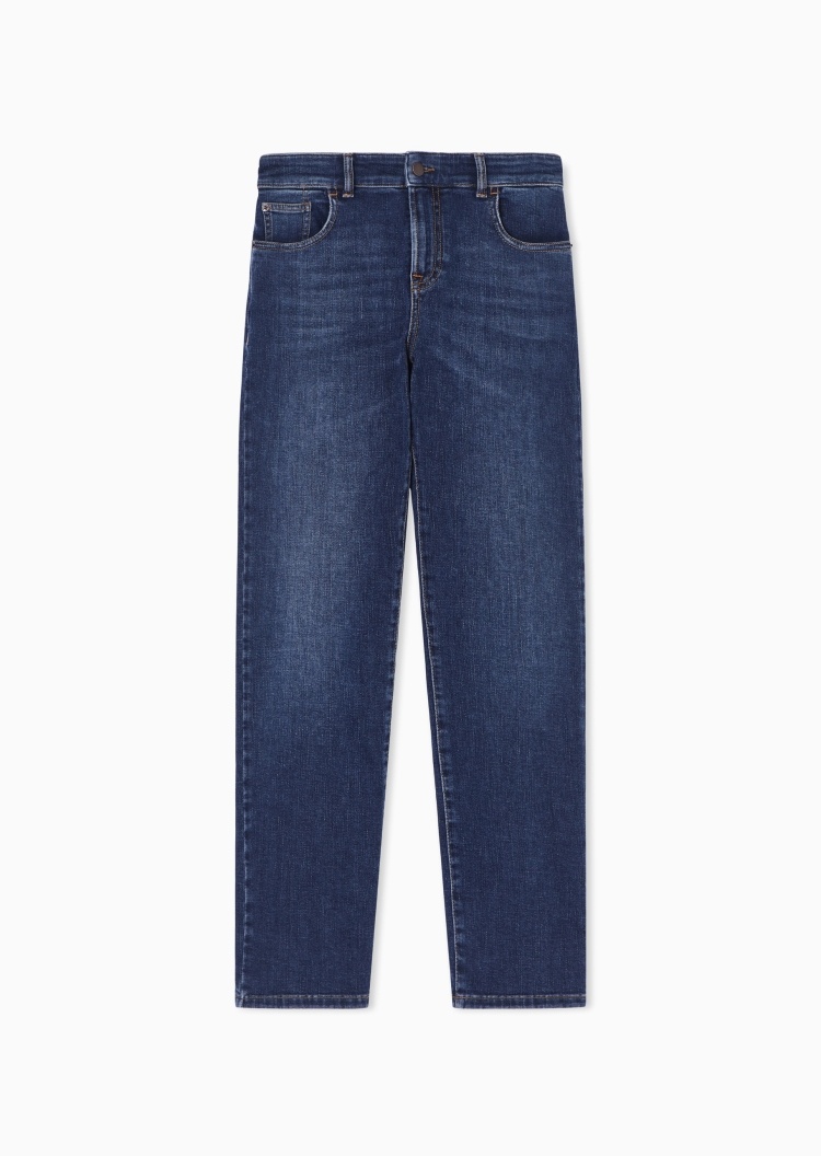 Emporio Armani 女士修身中腰长款直筒休闲时尚牛仔裤