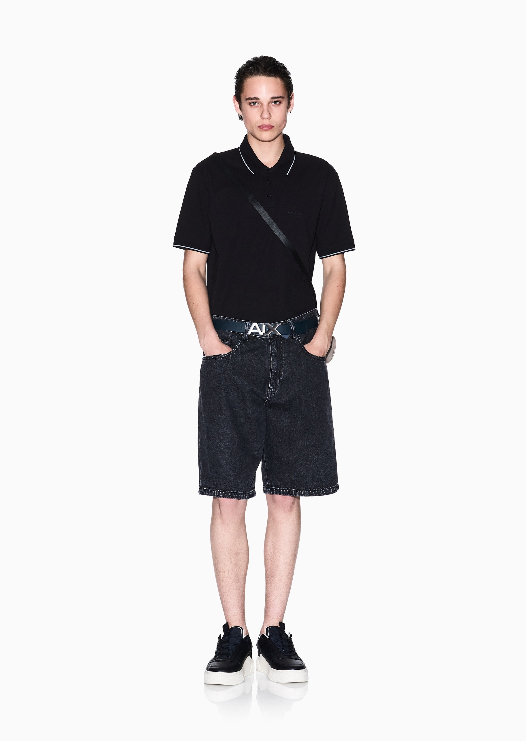 ARMANI EXCHANGE 男士全棉合身短袖翻领休闲商务Polo衫