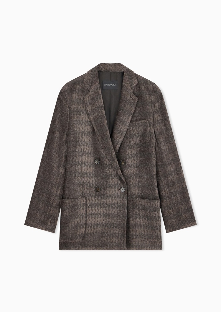 Emporio Armani 女士平驳领提花休闲西服西装外套