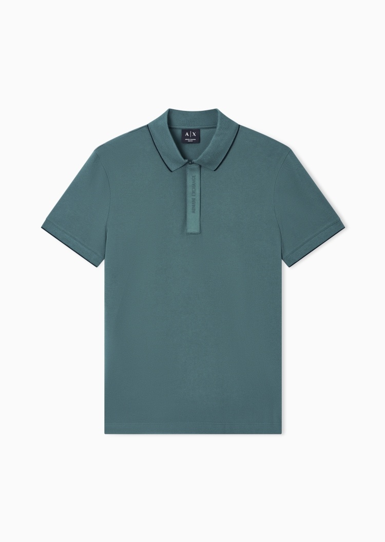 ARMANI EXCHANGE 男士纯棉短袖翻领撞色饰边Polo衫