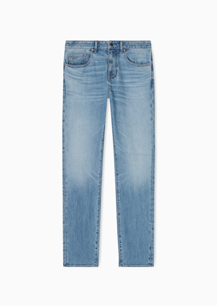 ARMANI EXCHANGE 男士直筒松弛感水洗长款微弹低腰牛仔裤