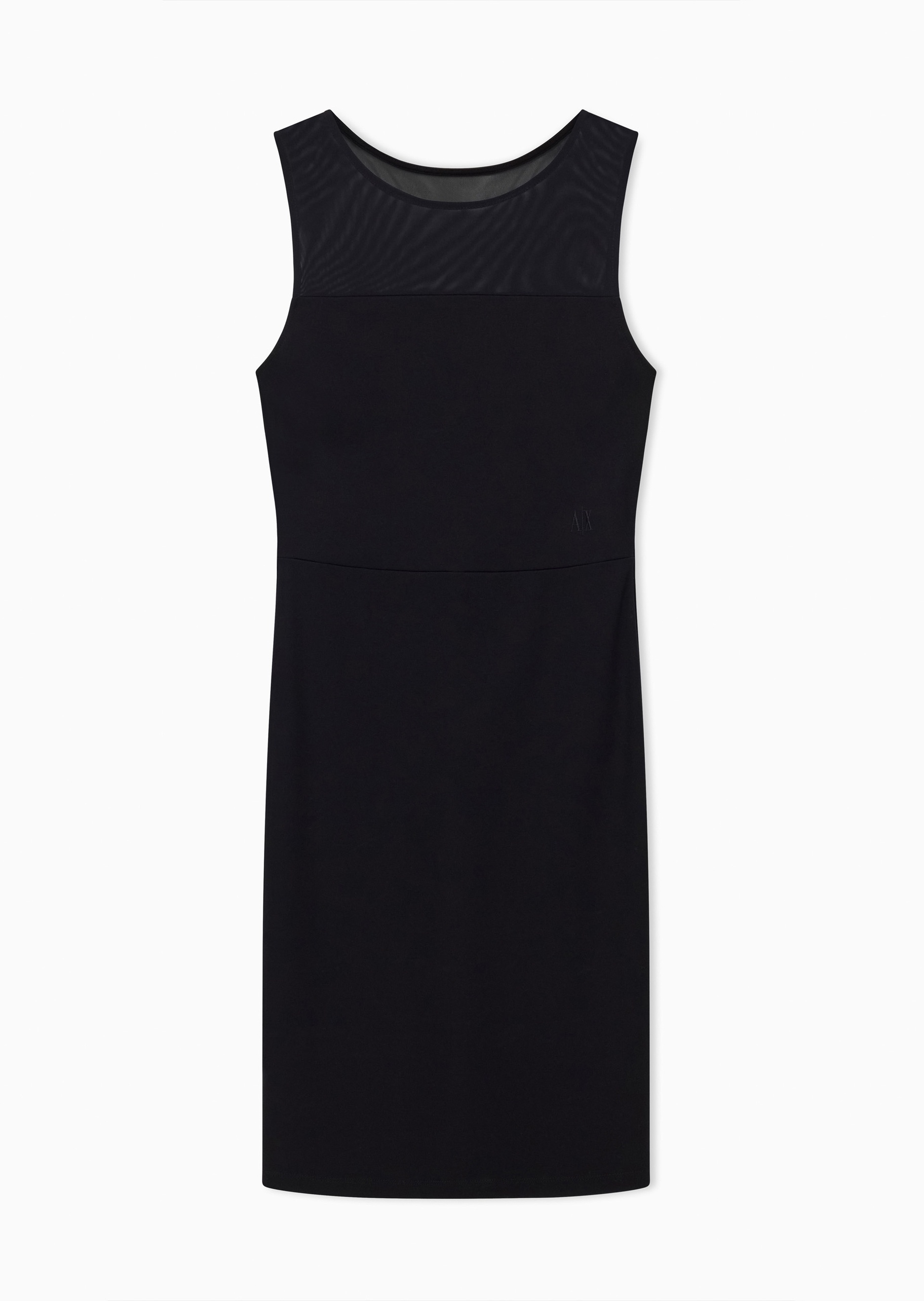 ARMANI EXCHANGE 女士修身无袖短款包臀网纱拼接连衣裙