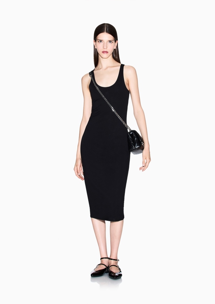 ARMANI EXCHANGE 女士弹力修身无袖中长款包臀连衣裙