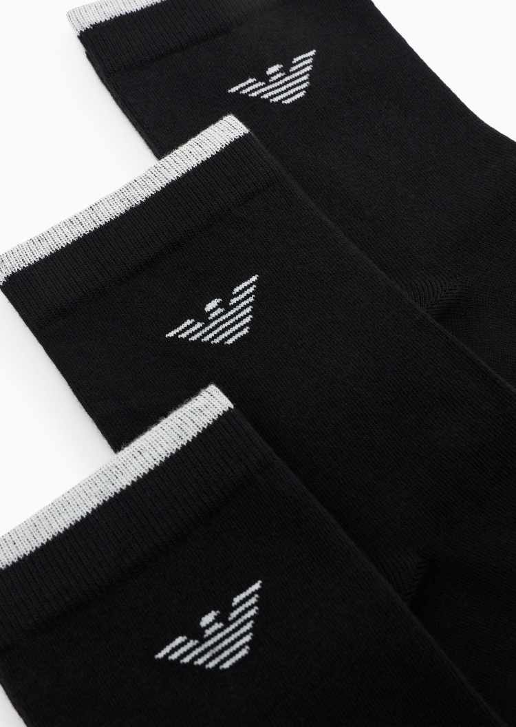 Emporio Armani 女士三双装商务耐穿提花短筒棉袜