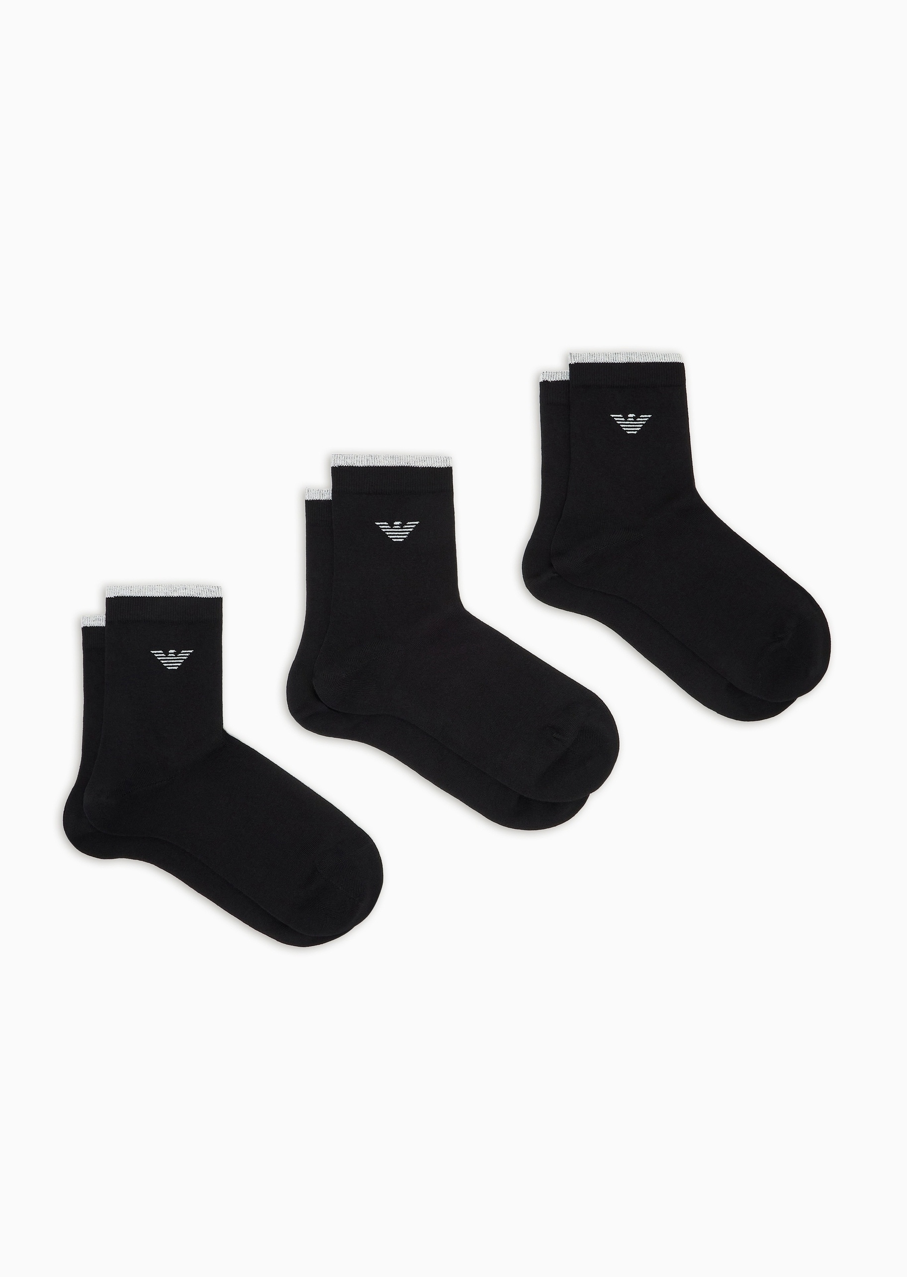 Emporio Armani 女士三双装商务耐穿提花短筒棉袜