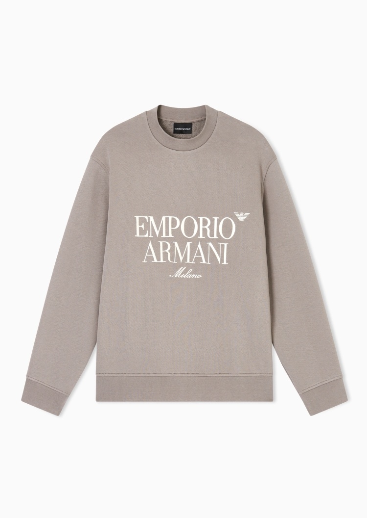 Emporio Armani 男士纯棉宽松长袖圆领毛圈刺绣标识卫衣