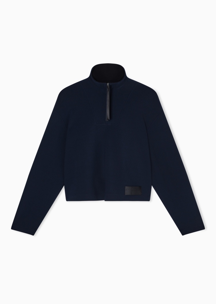 Emporio Armani 女士宽松短款立领半拉链休闲卫衣