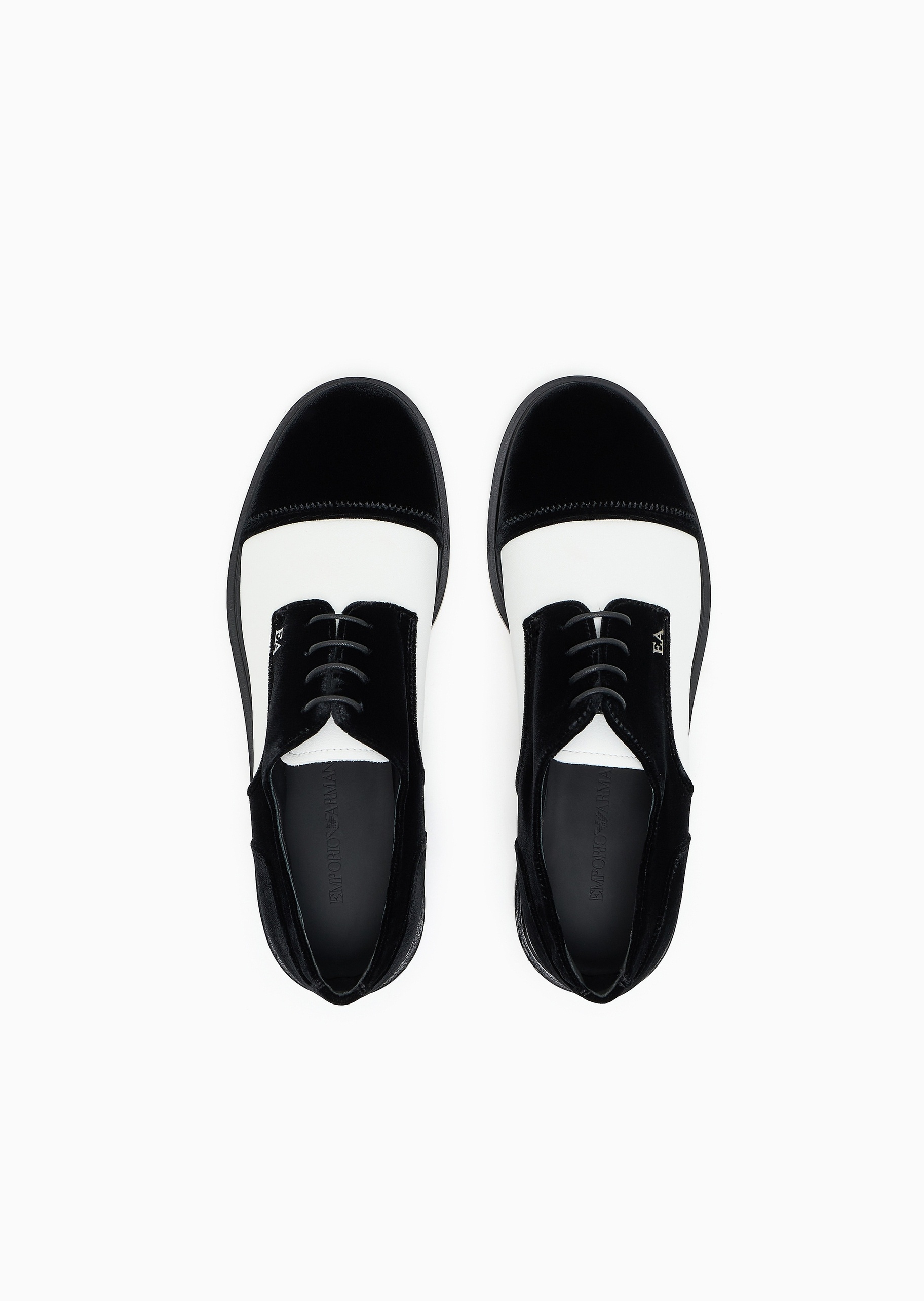 Emporio Armani 女士秀场同款拼接磨毛复古商务系带鞋