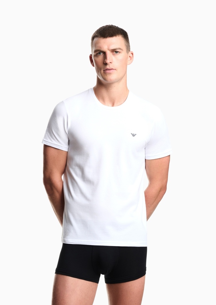 Emporio Armani 男士纯棉弹力短袖圆领两件装家居T恤套装