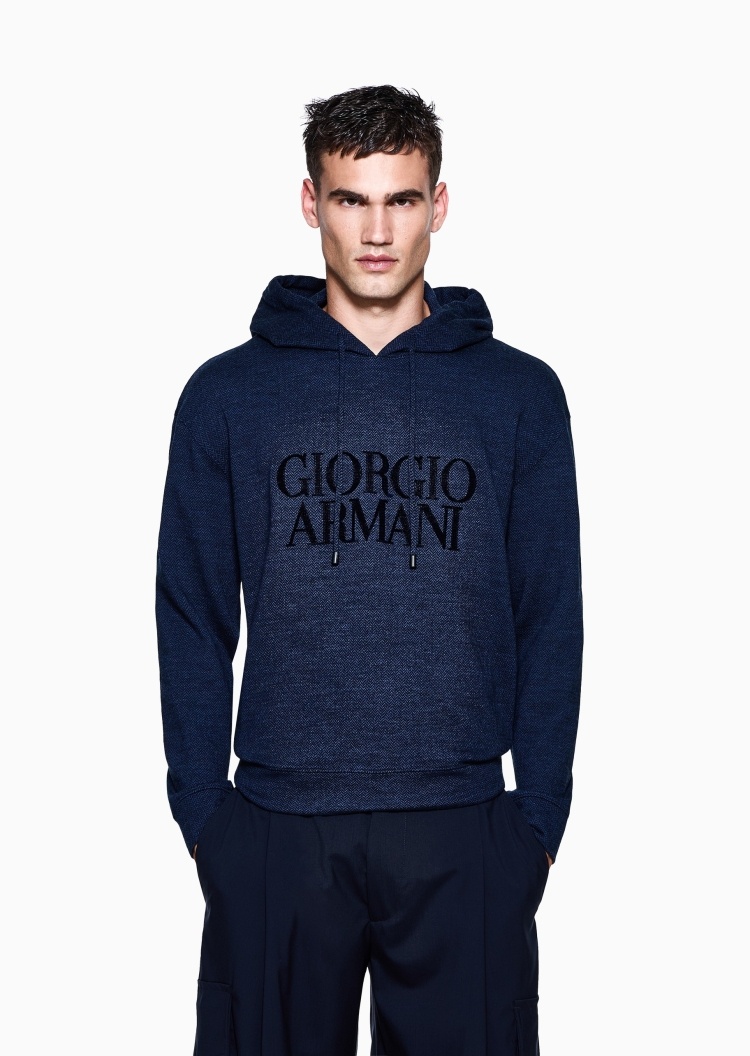 Giorgio Armani 男士宽松落肩休闲运动风连帽套头卫衣