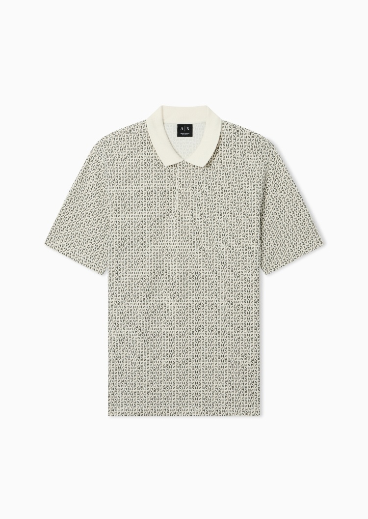 ARMANI EXCHANGE 男士短袖翻领满印休闲Polo衫