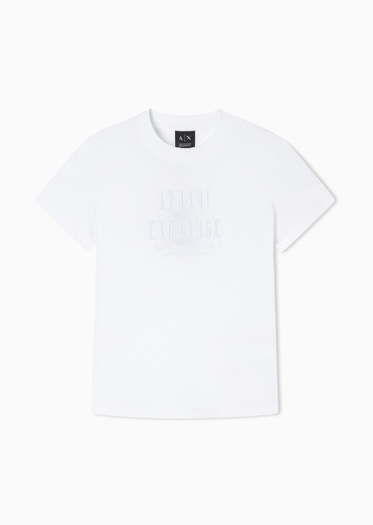 ARMANI EXCHANGE 女士纯棉轻薄合身短袖圆领刺绣标识T恤