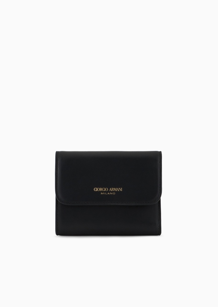 Giorgio Armani 女士牛皮革三折多卡位复古商务钱夹钱包卡包