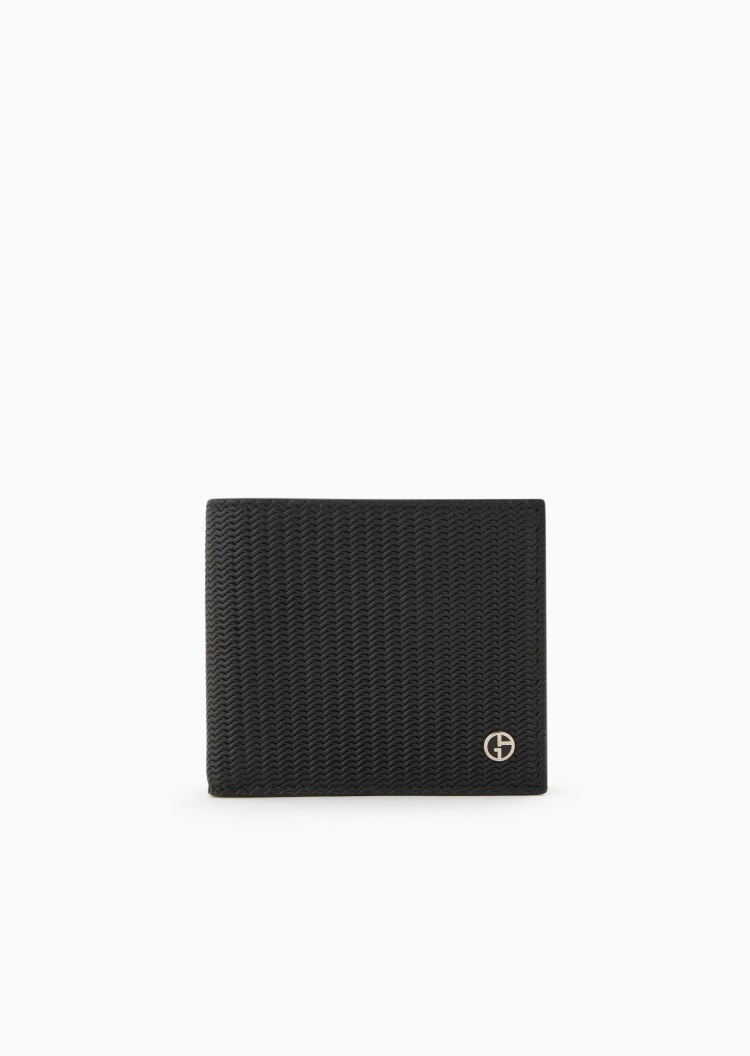 Giorgio Armani 男士牛皮革多卡位压花钱夹钱包卡包
