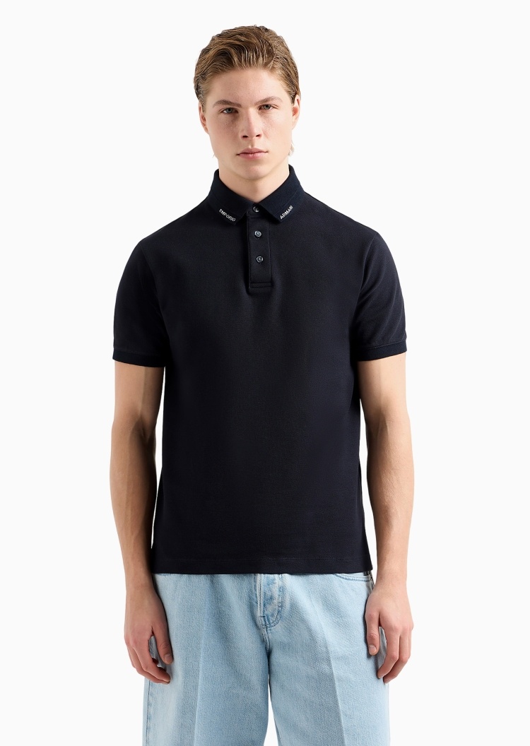 Emporio Armani 男士全棉合身短袖翻领多色Polo衫