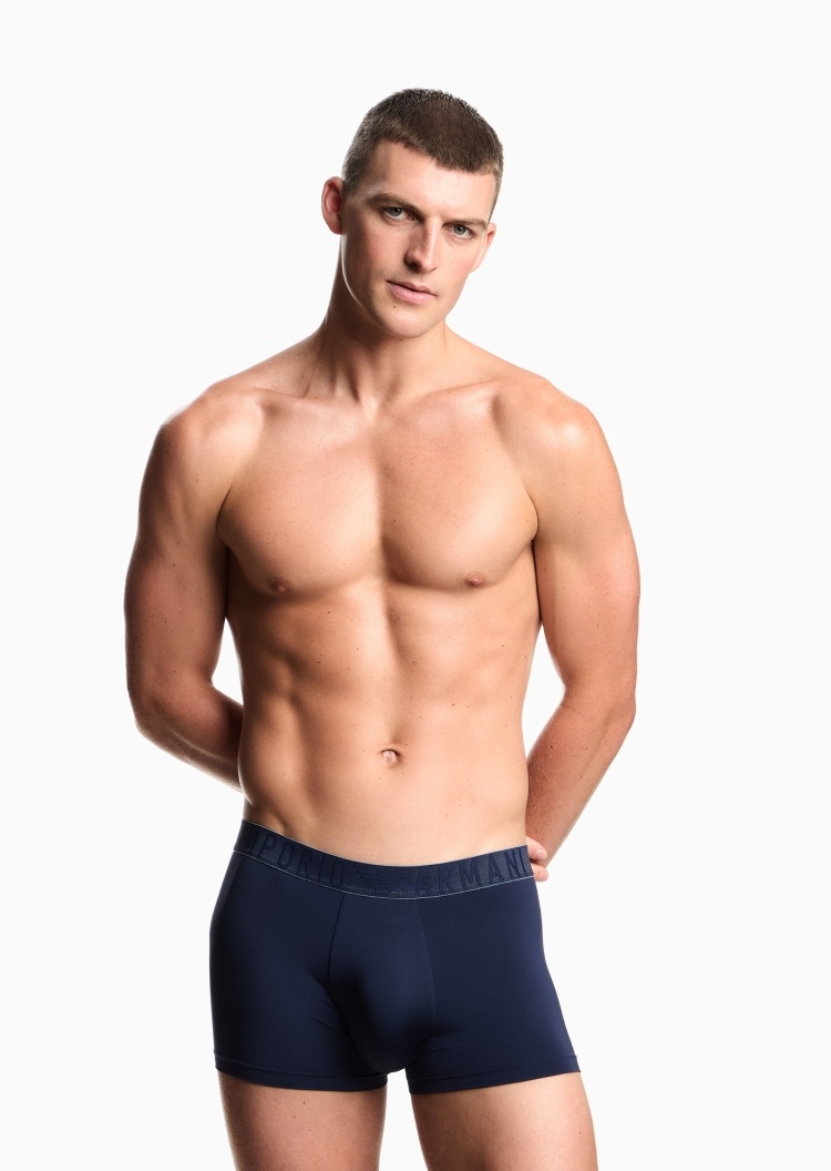 Emporio Armani 男士弹力平角字母LOGO提花内裤
