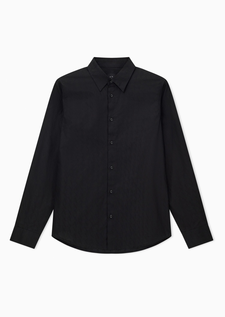 ARMANI EXCHANGE 男士全棉合身长袖翻领满印老花衬衫