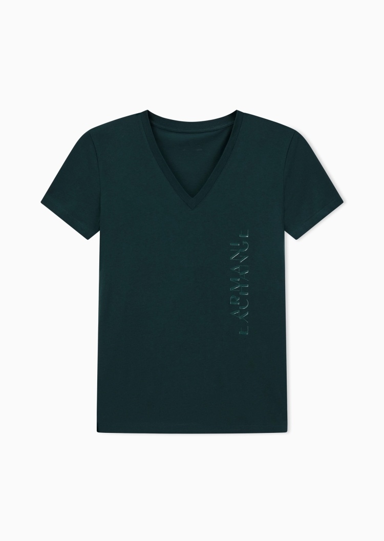 ARMANI EXCHANGE 女士纯棉合身短袖V领正肩纯色轻薄T恤衫