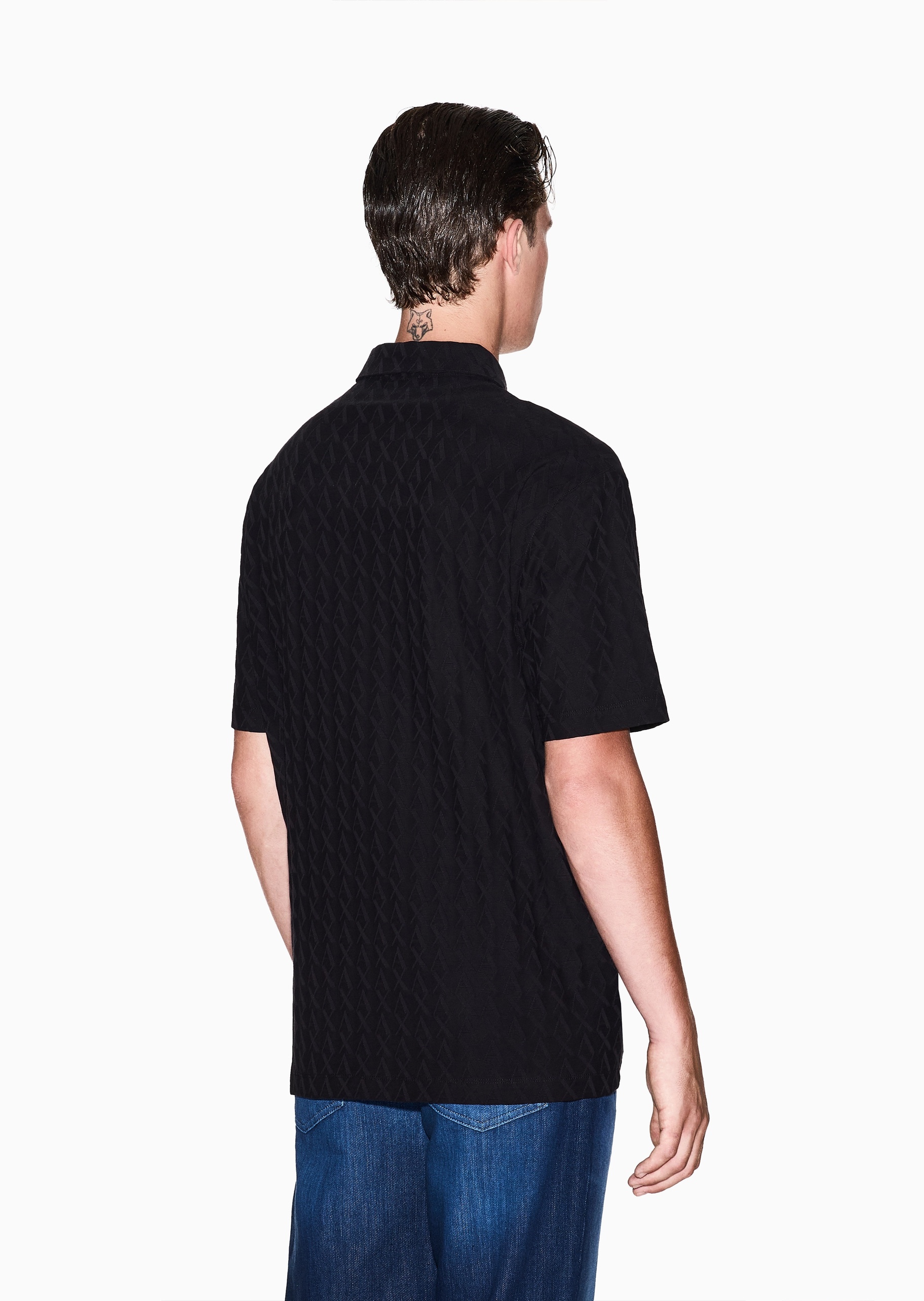 ARMANI EXCHANGE 男士丝光全棉合身短袖翻领Polo衫