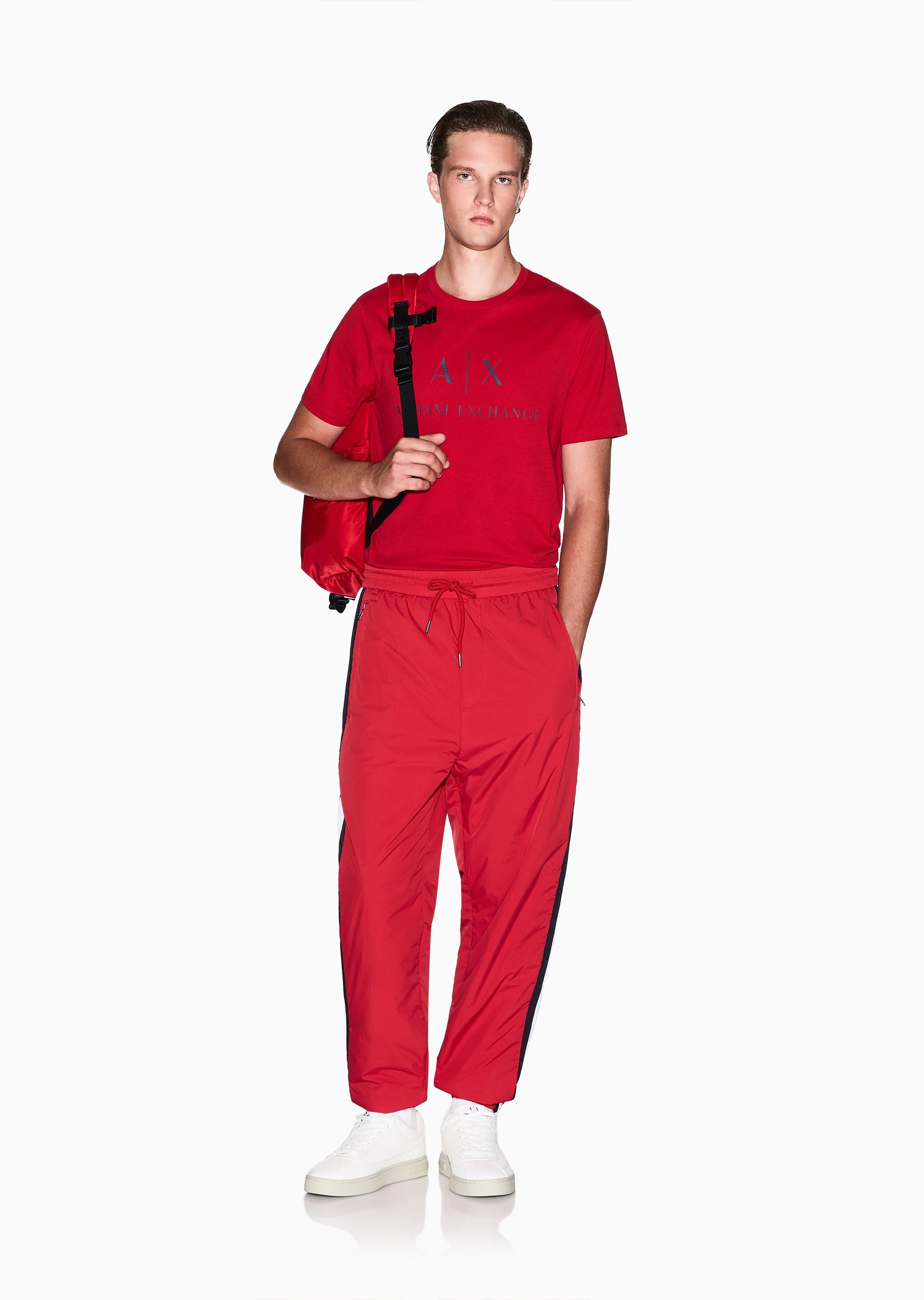 ARMANI EXCHANGE 男士纯棉修身短袖圆领经典印花T恤衫