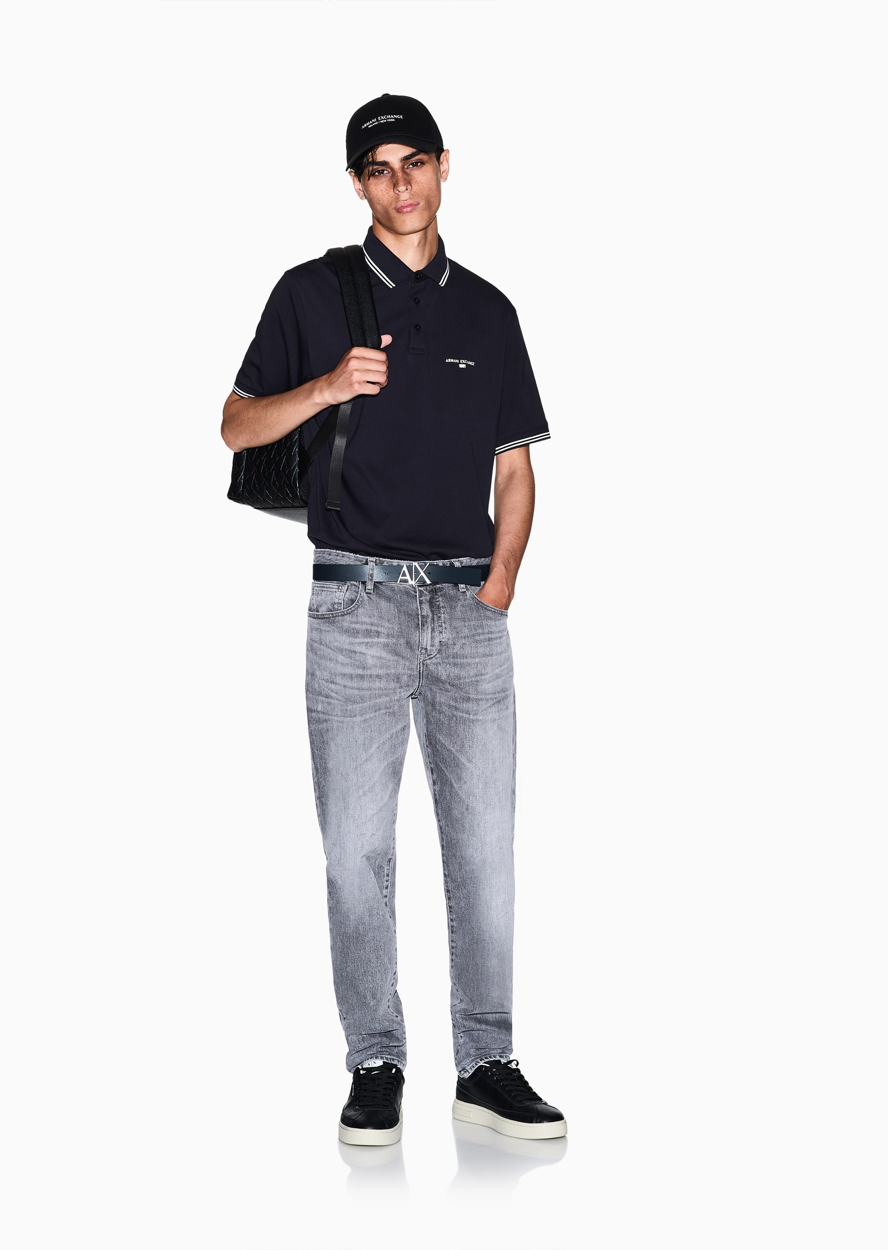 ARMANI EXCHANGE 男士全棉宽松短袖翻领Polo衫