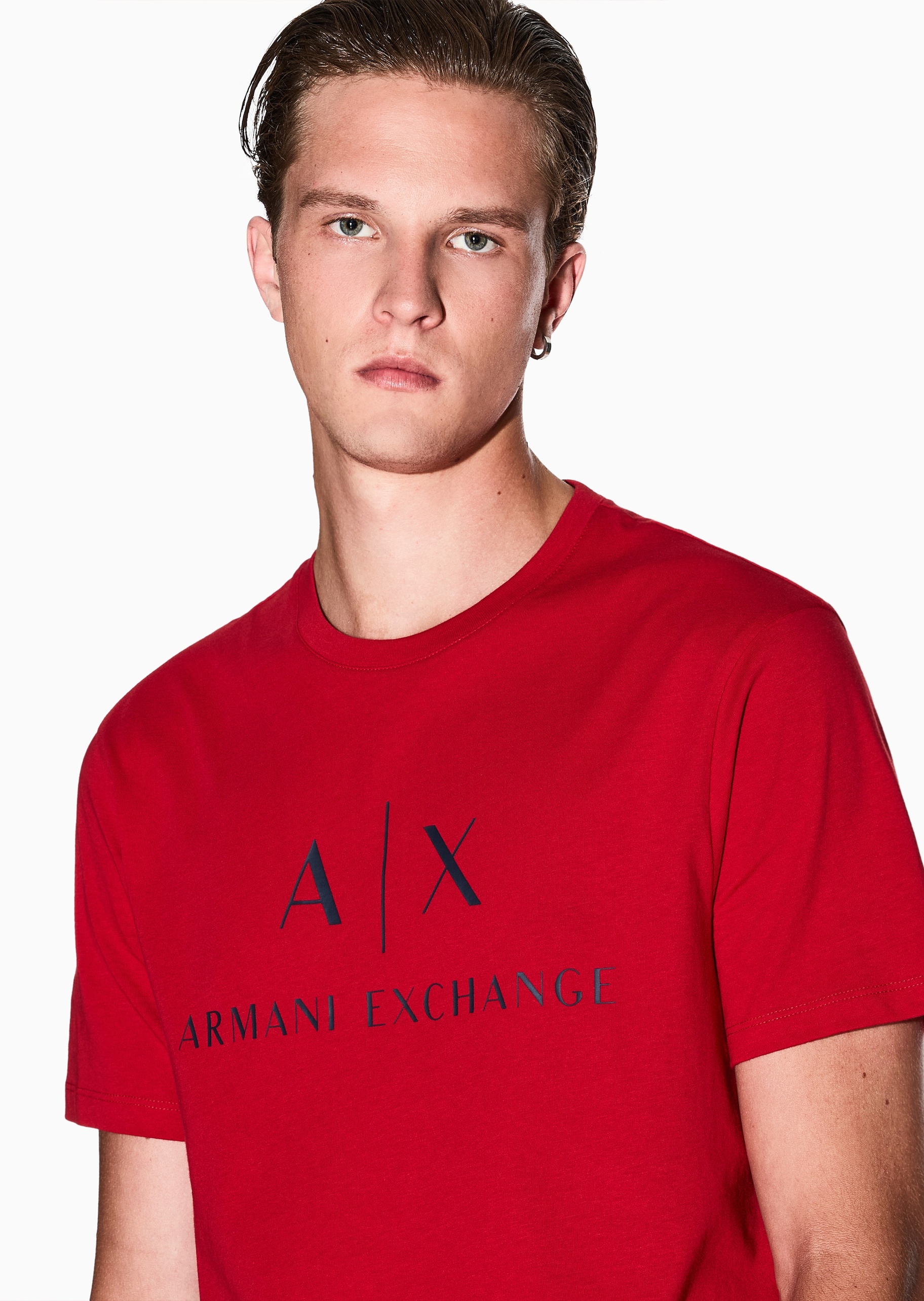 ARMANI EXCHANGE 男士纯棉修身短袖圆领经典印花T恤衫
