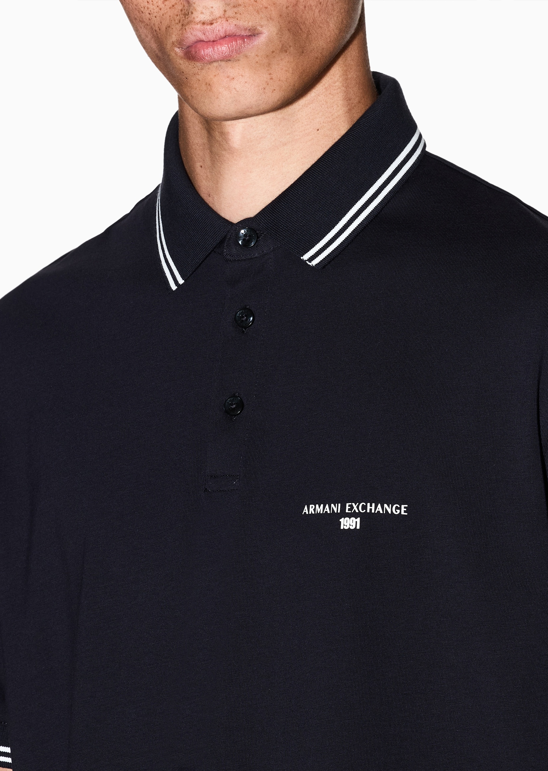 ARMANI EXCHANGE 男士全棉宽松短袖翻领Polo衫