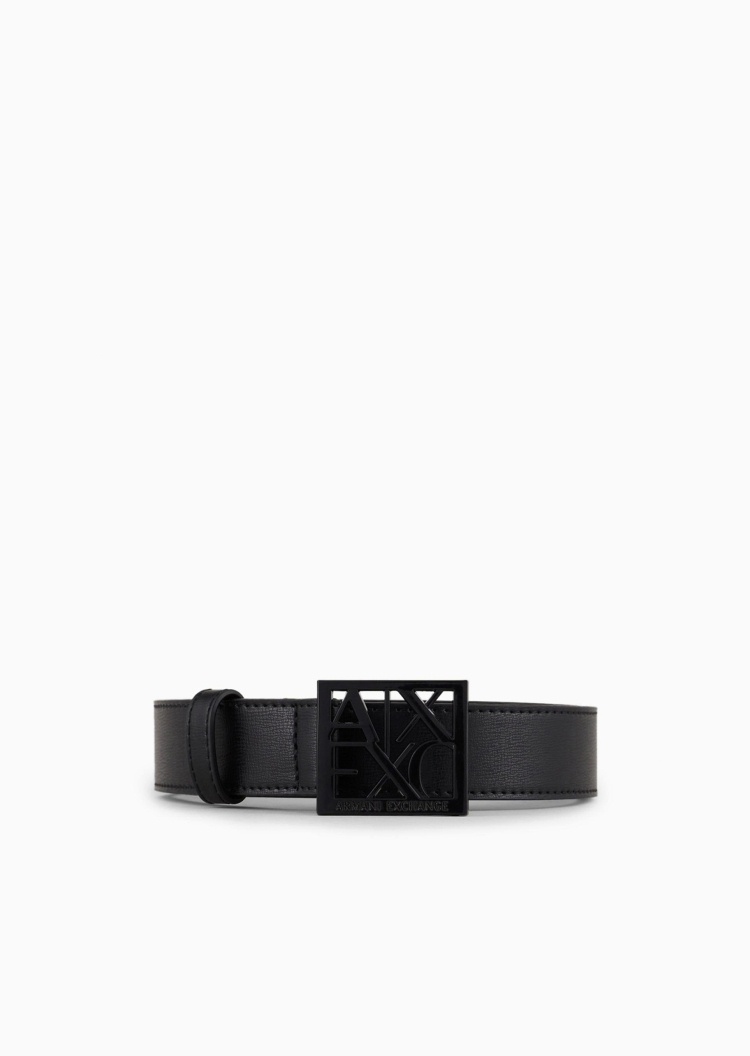 ARMANI EXCHANGE 女士方形镂空Logo扣头老钱风板扣腰带