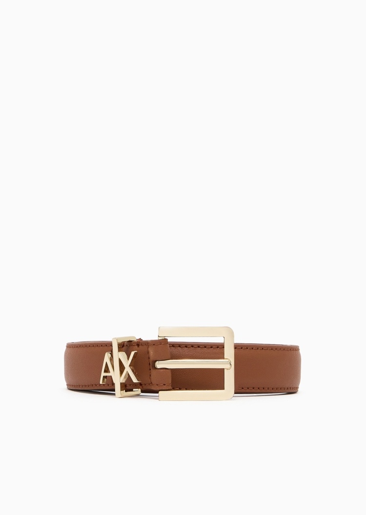 ARMANI EXCHANGE 女士镂空LOGO商务休闲通勤针扣腰带