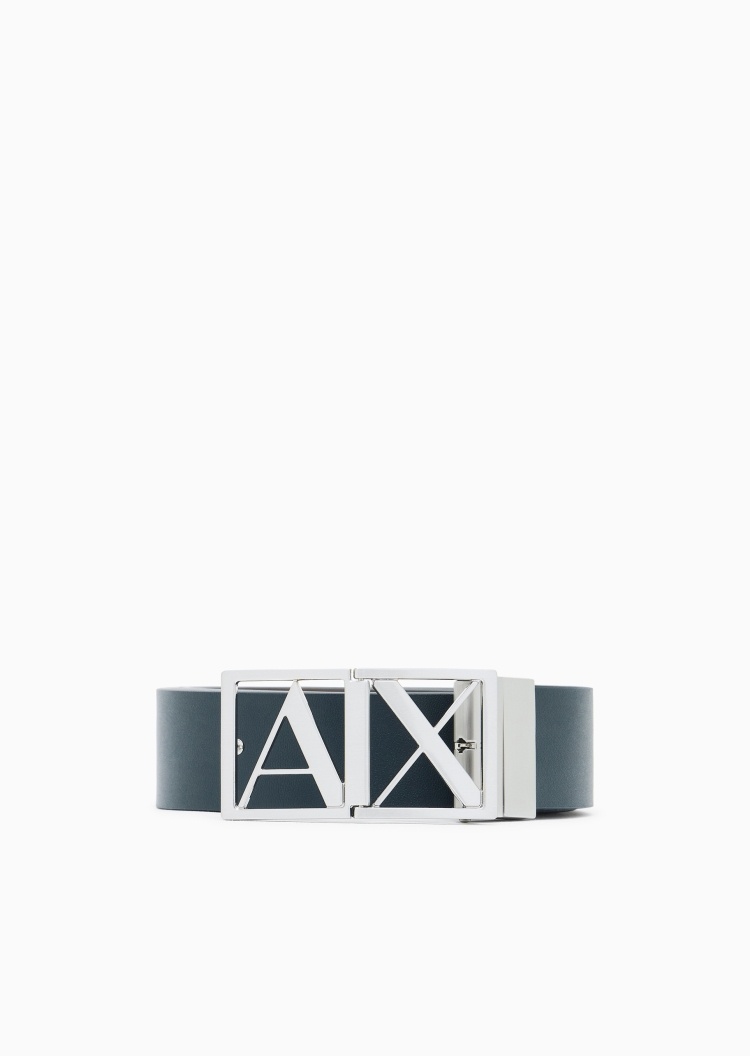 ARMANI EXCHANGE 男士镂空字母带扣商务休闲板扣腰带