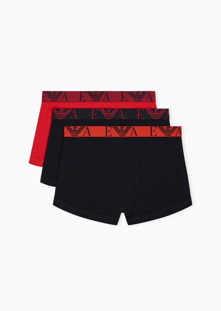 Emporio Armani 男士弹力平角三条装时尚内裤套装