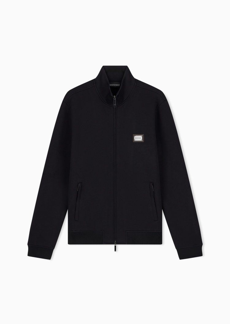 Emporio Armani 男士立领合身重磅拉链开衫卫衣夹克外套