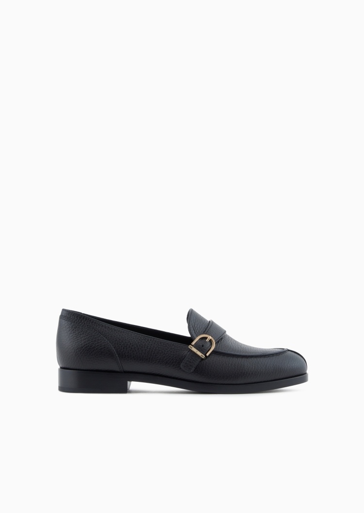 Giorgio Armani 女士牛皮革针扣低帮通勤休闲乐福鞋
