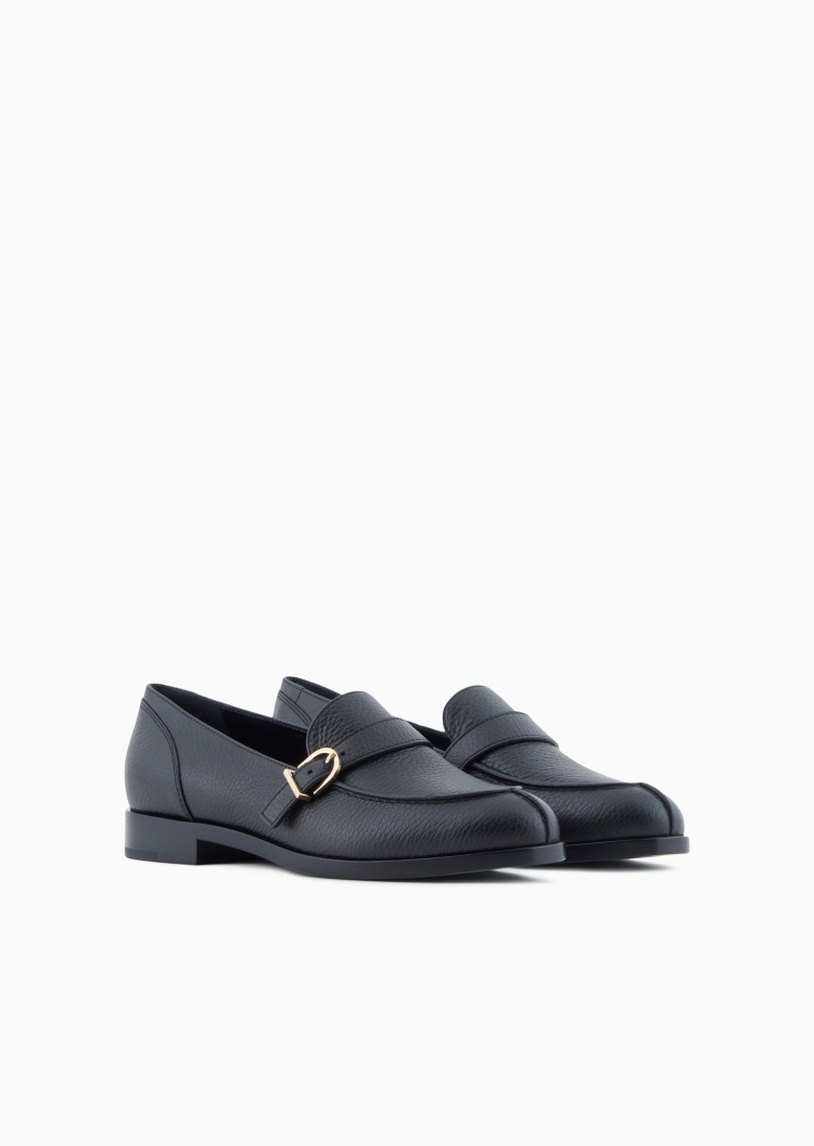Giorgio Armani 女士牛皮革针扣低帮通勤休闲乐福鞋