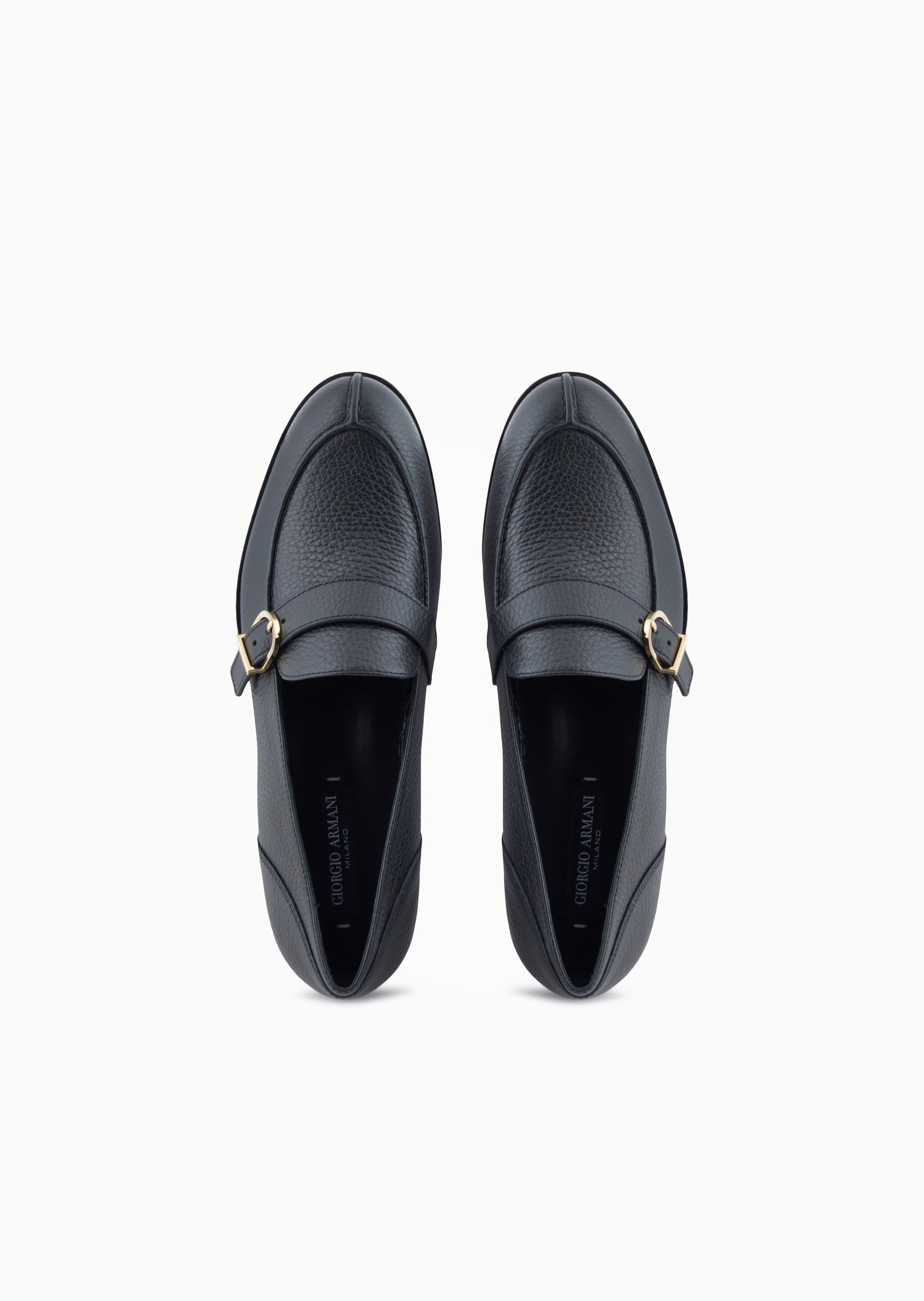 Giorgio Armani 女士牛皮革针扣低帮通勤休闲乐福鞋