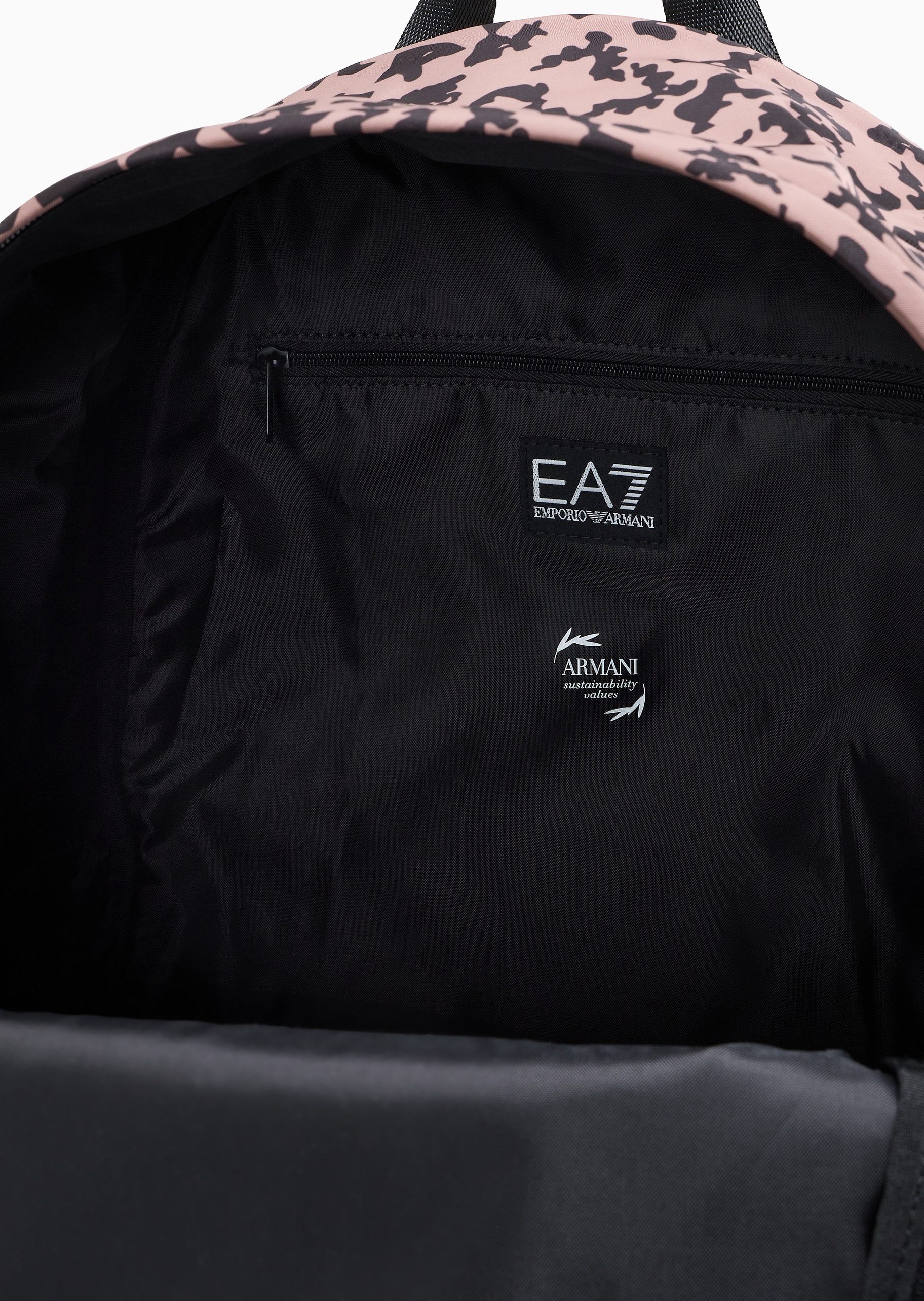 EA7 男女同款大容量拉链迷彩健身训练手提双肩包
