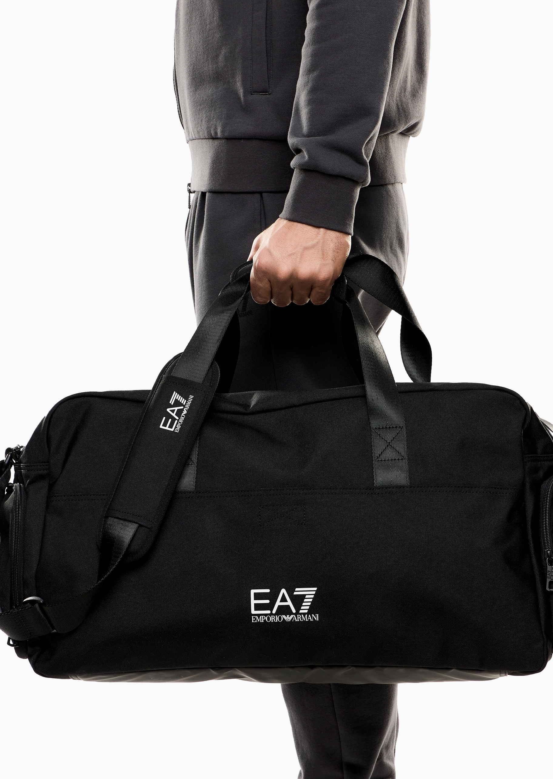 EA7 男女同款大容量拉链可调节手提斜挎健身包