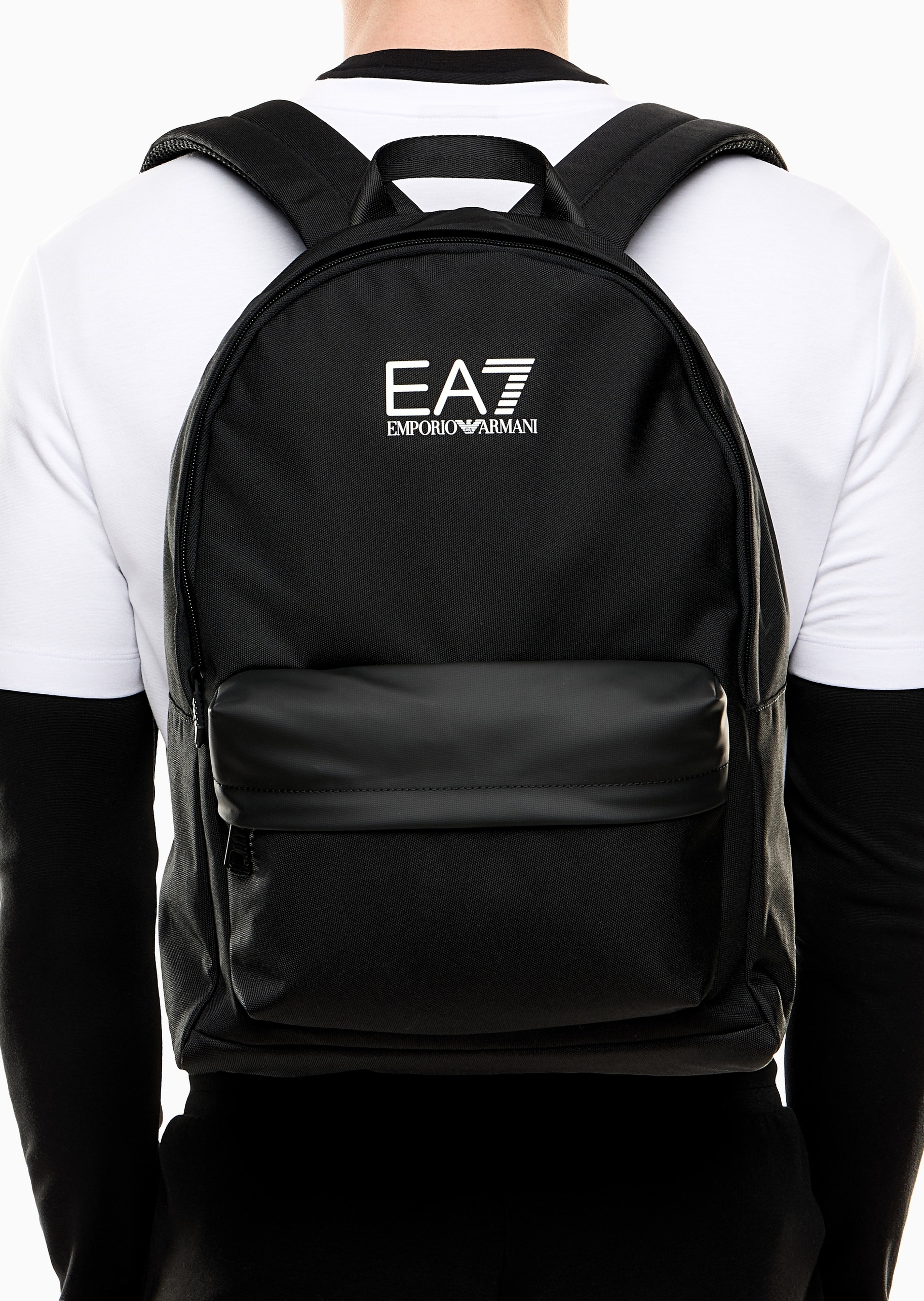 EA7 男女同款大容量拉链可调节印花手提双肩包