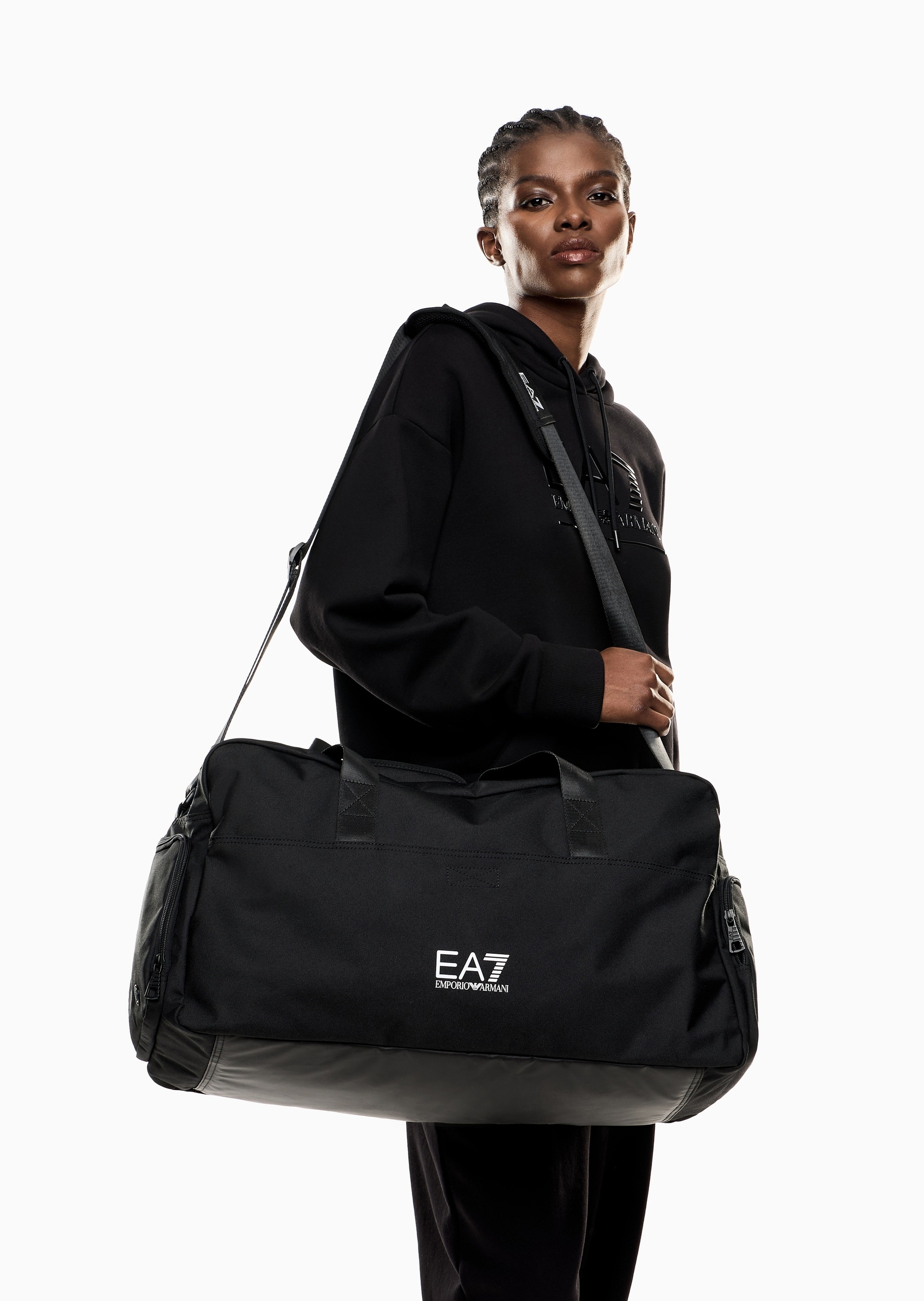EA7 男女同款大容量拉链可调节手提斜挎健身包