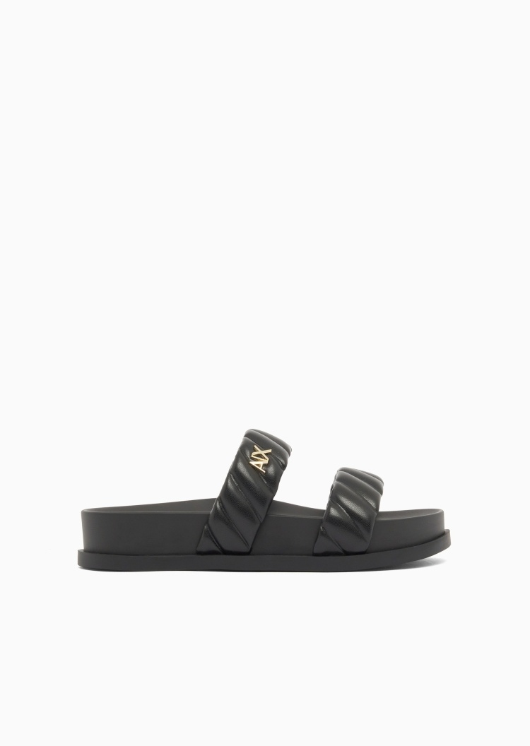 ARMANI EXCHANGE 女士双袢带一脚蹬平底休闲都市凉鞋